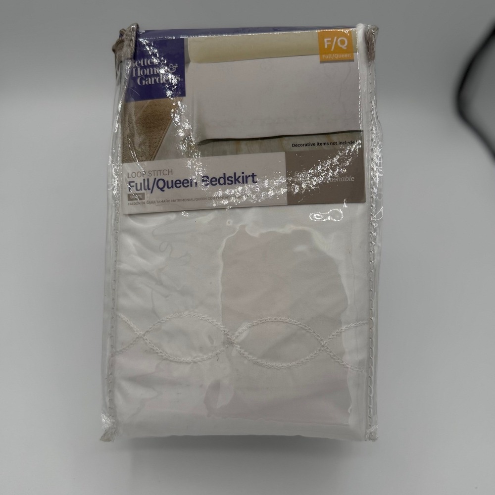 Better Homes and Gardens White Loop Stitch‎ Full Queen Bedskirt 14 Inch Drop NEW